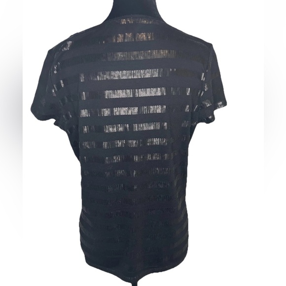 Talbots ladies‎ size medium black on black poly/rayon pullover sequin T-shirt - Picture 3 of 10